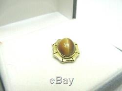 Vintage 14kt Gold Cat's Eye Tie Tack, Bar Chain, 2.19 Gr. Art Deco