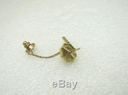 Vintage 14kt Gold Cat's Eye Tie Tack, Bar Chain, 2.19 Gr. Art Deco