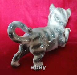 Vintage 1906-1935 Carl Scheidig Germany Porcelain Tabby Gray Cat & Teddy Bear