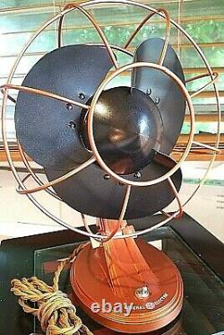 Vintage 1930's GE Cat. 55X164B Electric Fan, Art Deco, Copper Color, Refurbished