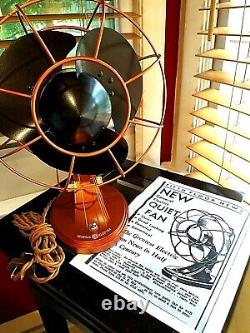 Vintage 1930's GE Cat. 55X164B Electric Fan, Art Deco, Copper Color, Refurbished