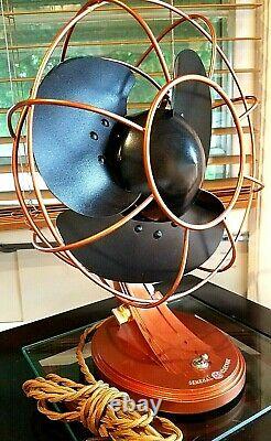 Vintage 1930's GE Cat. 55X164B Electric Fan, Art Deco, Copper Color, Refurbished