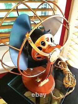 Vintage 1930's GE Cat. 55X164B Electric Fan, Art Deco, Copper Color, Refurbished