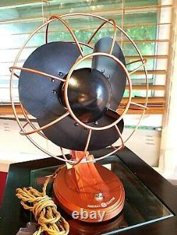 Vintage 1930's GE Cat. 55X164B Electric Fan, Art Deco, Copper Color, Refurbished