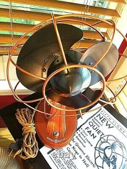 Vintage 1930's GE Cat. 55X164B Electric Fan, Art Deco, Copper Color, Refurbished