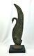 Vintage (1930s) Brass Art Deco Swan Withbeautiful Aged Patina Black Base 16 Tall