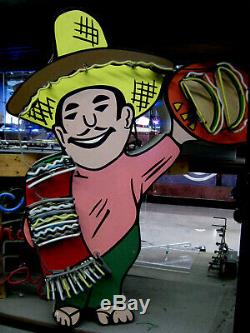 Vintage 1960's NEON MEXICAN TACO-TAMALE Guy collectible antique / ART DECO