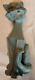 Vintage 1961 Universal Statuary Art Deco Cubism Cat Statue Figurine Green 11.5