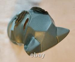 Vintage 1961 Universal Statuary Art Deco Cubism Cat Statue Figurine Green 11.5