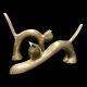 Vintage 1970s Pair Of Solid Brass Art Deco Stretching Cat Sculptures Paperweight