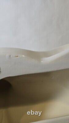 Vintage 1990 Haeger Large White Ceramic Art Deco Cat Statue #6063 See Photos