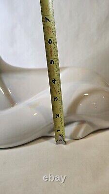 Vintage 1990 Haeger Large White Ceramic Art Deco Cat Statue #6063 See Photos