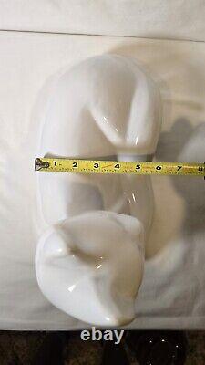 Vintage 1990 Haeger Large White Ceramic Art Deco Cat Statue #6063 See Photos