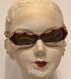 Vintage 40s 50s Faux Bamboo Sunglasses Cat Eye Pinup Eyeglasses Hawaiian Brown