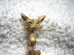 Vintage 750 / 18k Yellow Gold Italy Art Deco Sitting Kitty Cat Brooch Pin