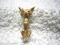 Vintage 750 / 18k Yellow Gold Italy Art Deco Sitting Kitty Cat Brooch Pin