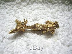 Vintage 750 / 18k Yellow Gold Italy Art Deco Sitting Kitty Cat Brooch Pin