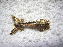 Vintage 750 / 18k Yellow Gold Italy Art Deco Sitting Kitty Cat Brooch Pin