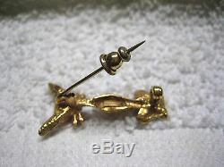 Vintage 750 / 18k Yellow Gold Italy Art Deco Sitting Kitty Cat Brooch Pin