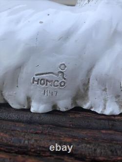 Vintage 80s 1983 Homco Realistic White Persian Cat Glass Eyes Figurine Doorstop