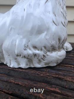 Vintage 80s 1983 Homco Realistic White Persian Cat Glass Eyes Figurine Doorstop