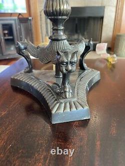 Vintage ART DECO STYLE CAT BASE LAMP Heavy Metal Stunning! 32