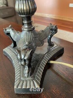 Vintage ART DECO STYLE CAT BASE LAMP Heavy Metal Stunning! 32