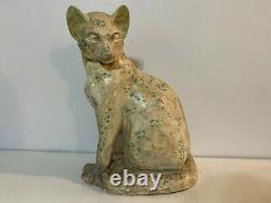 Vintage Antique T. S. Avanti Signed Chalkware Cat Statue / Figurine