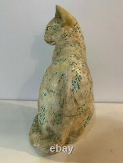 Vintage Antique T. S. Avanti Signed Chalkware Cat Statue / Figurine