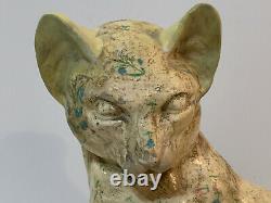 Vintage Antique T. S. Avanti Signed Chalkware Cat Statue / Figurine