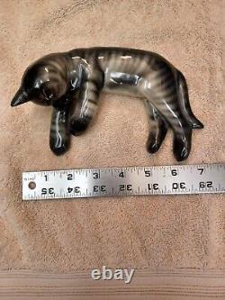 Vintage Arabia Finland Ceramic Laying Down Cat Figurine Michael Schilkin 1950's