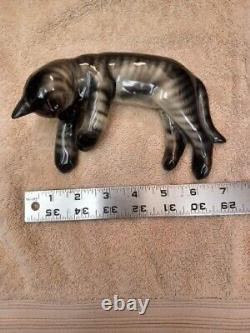 Vintage Arabia Finland Ceramic Laying Down Cat Figurine Michael Schilkin 1950's