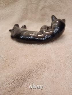 Vintage Arabia Finland Ceramic Laying Down Cat Figurine Michael Schilkin 1950's