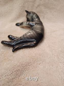 Vintage Arabia Finland Ceramic Laying Down Cat Figurine Michael Schilkin 1950's