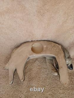 Vintage Arabia Finland Ceramic Laying Down Cat Figurine Michael Schilkin 1950's