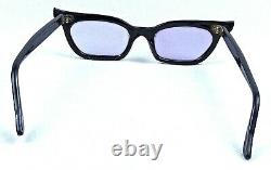 Vintage Art Deco 1950's Sunglasses Black MID Century Unisex Cat Eye Purple Lens