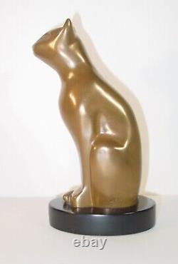 Vintage Art Deco Bast Style Egyptian Cat Statue Bronzed Figurine 8.5 Dewitt