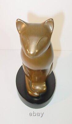 Vintage Art Deco Bast Style Egyptian Cat Statue Bronzed Figurine 8.5 Dewitt