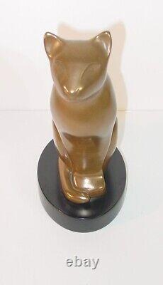 Vintage Art Deco Bast Style Egyptian Cat Statue Bronzed Figurine 8.5 Dewitt