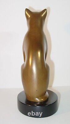 Vintage Art Deco Bast Style Egyptian Cat Statue Bronzed Figurine 8.5 Dewitt