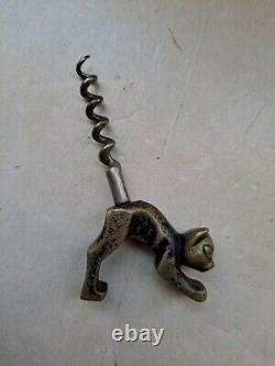 Vintage Art Deco Brass Cat Corkscrew Bottle Opener hagenauer