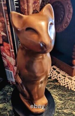Vintage Art Deco Bronze Cat Sculpture Signed Floyd Dewitt