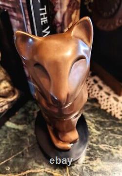 Vintage Art Deco Bronze Cat Sculpture Signed Floyd Dewitt