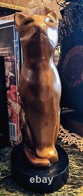 Vintage Art Deco Bronze Cat Sculpture Signed Floyd Dewitt