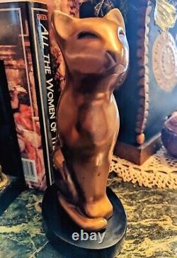 Vintage Art Deco Bronze Cat Sculpture Signed Floyd Dewitt