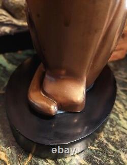 Vintage Art Deco Bronze Cat Sculpture Signed Floyd Dewitt