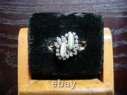 Vintage Art Deco Cat's Eye Chrysoberyl Diamond Ring 18k White Gold