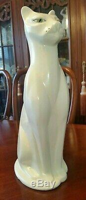 Vintage Art Deco Ceramic Cat Statue 16 TALL c. 1950