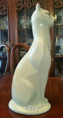 Vintage Art Deco Ceramic Cat Statue 16 TALL c. 1950