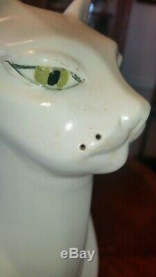 Vintage Art Deco Ceramic Cat Statue 16 TALL c. 1950